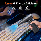 Compressed Air Duster, Electric Air Duster with 6-Gear Adjustable Speed & 6000mAh Battery, LED Light for Effortless Cleaning of Computer, Keyboard, Camera, Car, Home Office (Up to 80,000 RPM)