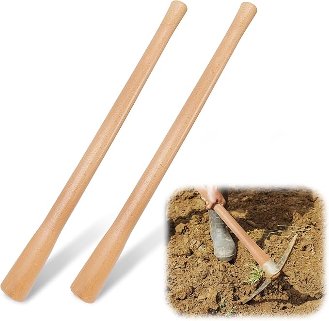 Docik 2 Pcs Pick Axe Handle Replacement, Pick Mattock Handle, Beech Wood, 35 Inch