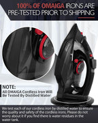 Cordless Iron for Clothes, 1500W Steam Iron Rapid Heating, Ceramic Soleplate, Auto Shut Off, Self-Clean, Anti-Calc, 3 Temperature Settings, 11.84oz Water Tank Ironing Clothes for Home, Black