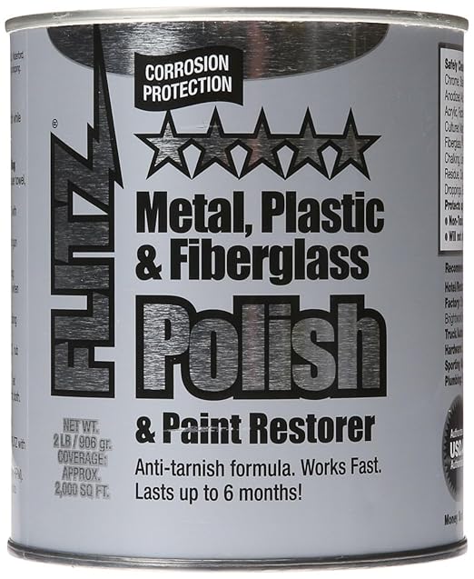 Flitz Multi-Purpose Metal Polish Paste - 2lb Can of USA-Made Chrome Polish - Works on Stainless Steel, Aluminum, Plastic, Jewelry and Cars - Non-Abrasive Cleaner & Rust Remover (6 Pack)