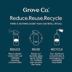 Grove Co. Multi-Purpose Cleaner, Refill Concentrate (2 x 1 Oz) + Glass Spray Bottle (16 Oz), Plant-based Household Cleaning Supplies Bundle, No Plastic Waste, Natural Lavender Blossom & Thyme Scent