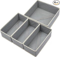 Bructhun Drawer Organizer Set of 4 Light Grey - Fabric Storage Bins for Clothes, Underwear, Socks & Bras - 11" Dresser Dividers for Bedroom Closet