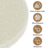 HARFINGTON 24pcs Scrubber Scouring Pads 450 Grits 5 Inch Drill Power Brush Hoop and Loop Surface Conditioning Disc Drill Scuffing Disc Scrub Pads for Home Kitchen Cleaning, White