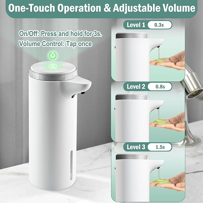 Automatic Soap Dispenser Touchless (Upgrade Auto & Manual Modes) - IPX7 Waterproof - Adjustable Volume for Thick & Thin Liquid - USB C Rechargeable Dish/Hand Soap Dispenser for Bathroom Kitchen