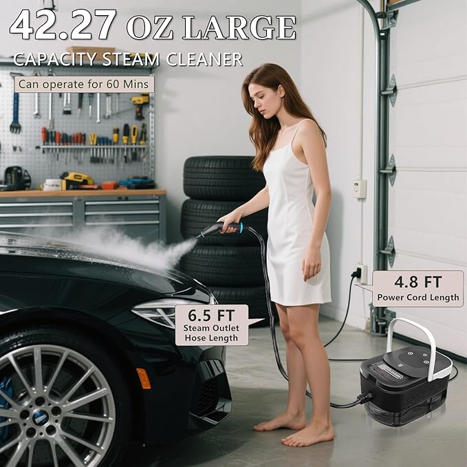 Steam Cleaner, Steamer for Cleaning, 2500W Pressurized Steam Cleaner with 12 Attachments, Portable Steamer Cleaner for Home Car Kitchen Bathroom Furniture Tile Grout (White)