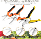 3 Pack Garden Pruning Shears Stainless Steel Blades Handheld Pruners Set with Gardening Gloves