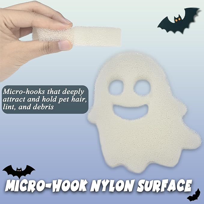 NewKe 6 Pack Halloween Pet Hair Remover Tool for Laundry, Reusable Laundry Pet Hair Catcher Lint Remover, Washing Machine Hair Catcher, Washing Dryer Balls for Clothing Dog Cat Pet Fur Remover-Ghosts