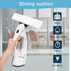 Window Vacuum, Window Vacuum Squeegee, 3 in 1 Cordless Window Vac with Spray/Wipe/Suck up Water,Electric Window Cleaning Tool for Shower Wall Mirror Glass/Car Windshield/Countertop- White