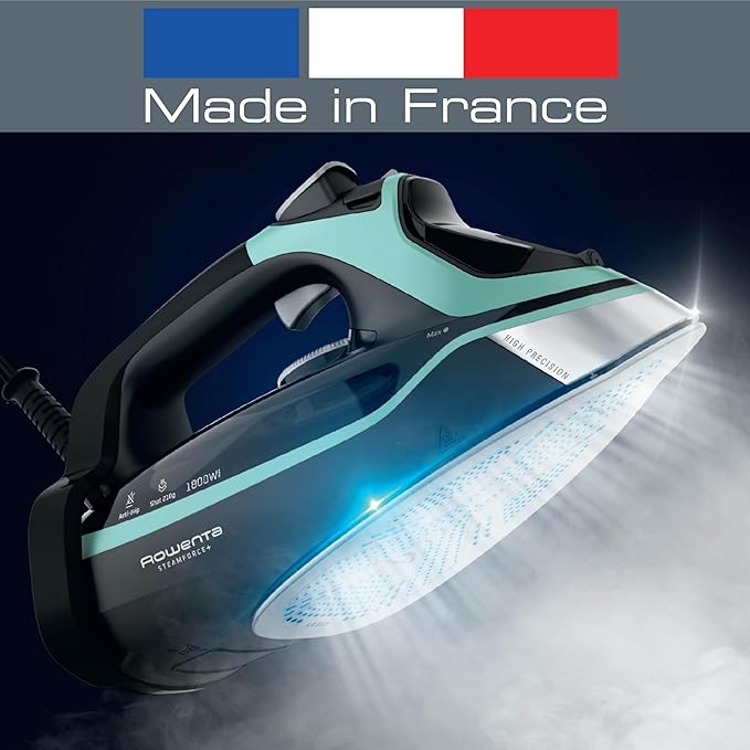Rowenta Steam Force Stainless Steel Soleplate Steam Iron for Clothes 400 Microsteam Holes 1800 Watts Ironing, Fabric Steamer, Garment Steamer, Digital Display, Precision Tip DW9440
