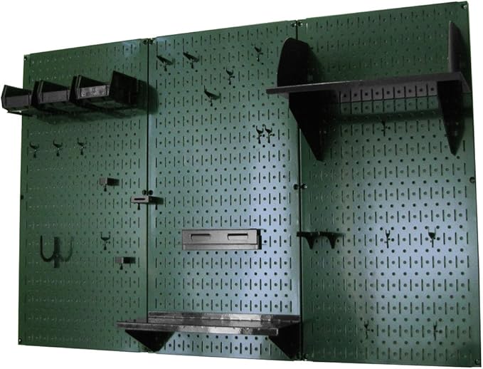 Wall Control Pegboard Organizer 4 ft. Metal Pegboard Standard Tool Storage Kit with Green Toolboard and Black Accessories