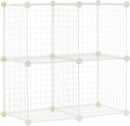 Amazon Basics 4 Cube Storage Organizer - Wire Grid Closet and Storage Shelves, Stackable, White 14"x14"x14"
