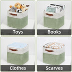 HNZIGE Fabric Cube Storage Baskets Bins Cube Baskets 11x11, Set of 4, Foldable Storage Cube Bin Baskets for Shelves with Handles, Bins for Cube Organizer Home Toy Nursery Closet Bedroom(Green White)