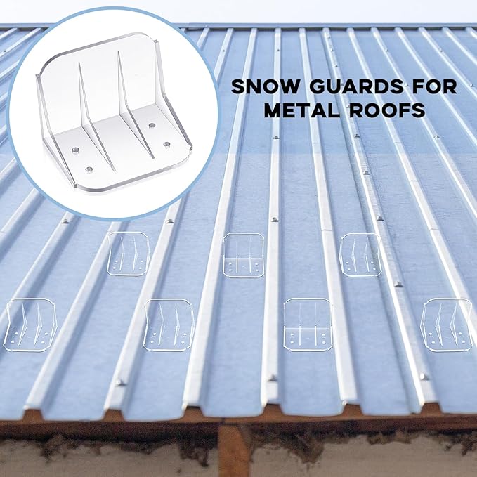 Taiyin 50 Pack Large Snow Guards for Metal Roofs 4 x 3 x 3 Inch Jumbo Ice Guard Snow Stops for Prevent Sliding, Without Screws or Adhesive (Clear)