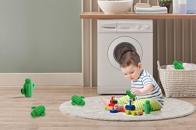 Sunseeke Silicone Dryer Balls, Natural Fabric Softener, Reusable, Reduces Clothing Wrinkles and Saves Drying Time -Blue, XL 4-Pack (Green 6pack)