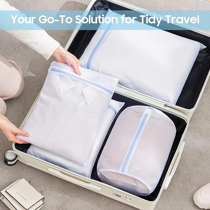 4 Pcs Large Mesh Laundry Bags for Delicates Intimates Lingerie with Zipper 2 Pcs 20” x 24”, 2 Pcs 24” x 24”