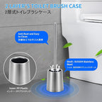SUS304 Stainless Steel Toilet Brush and Holder Toilet Brush Bowl Cleaning Brush Double Layer Holder Long Brush Handle High Density Silicone Head
