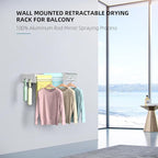 Drying Rack Clothing,Clothes Drying Rack Wall Mounted,Laundry Drying Rack Wall Mount,Foldable,Collapsible,60 lb Capacity 4 Aluminium Poles with 8 Hooks,Space Saving Clothes Drying Rack,White 23.6"