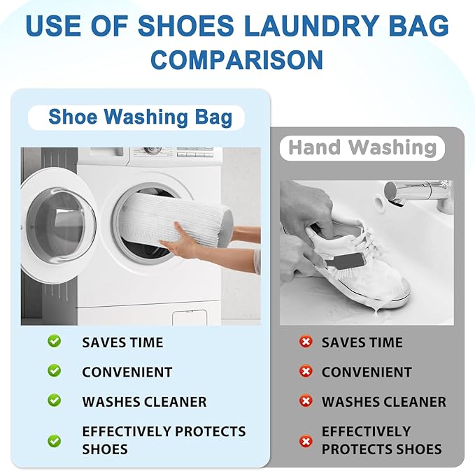 Shoe Washing Machine Bag,Shoe Laundry Bags for Sneakers, Reusable Shoe Cleaning Bag for All Shoe Sizes