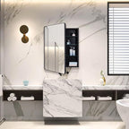 Black Bathroom Mirror Medicine Cabinet with Round Corner Framed Door 24 x 30 inch, Recessed or Surface Mount, with Adjustable Glass Shelves