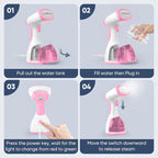 Steamer for Clothes, Kolohoso 1500W Fast Heat Up Handheld Garment Steamer, Portable Travel Clothing Fabric Steamer with Upgraded Nozzle and 260ml Water Tank (PINK)