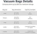 Amazon Basics Vacuum Storage Bags, Compression Space Saving for Clothes and Linens, Reusable with Hand Pump, Large, Clear, 5-Pack