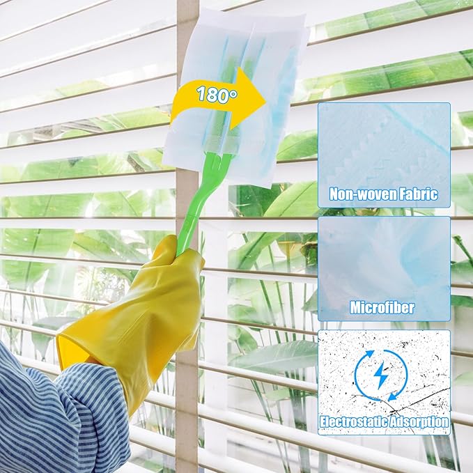 30PCS Disposable Dusters Refills Compatible with Swiffer,180 Degree Electrostatic Disposable Replacement Head for Home,Office,Ceiling Fans,Blinds and Furniture Dusting