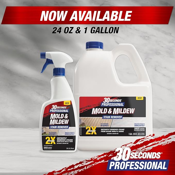 30 SECONDS Pro Mold and Mildew Stain Remover | Scrub Free | Brighter Results Instantly | Ready To Use Refill | 128 fl. oz. - PACKAGING MAY VARY