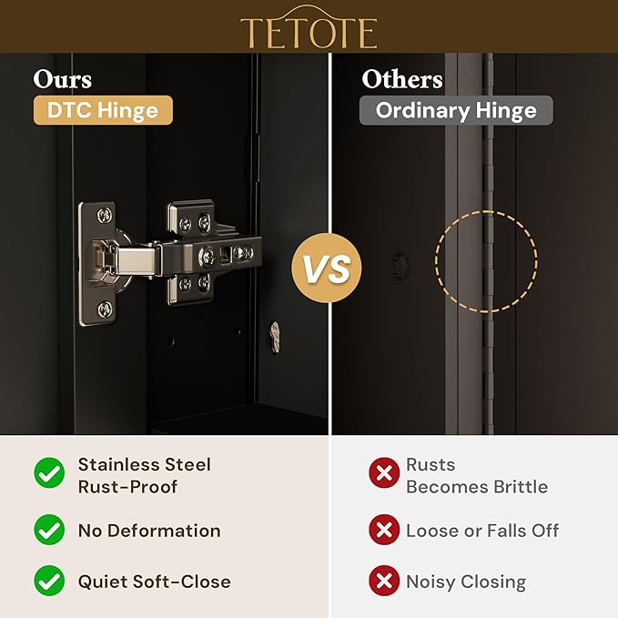 TETOTE 40 x 32 Bathroom Mirror with Storage with Tempered Beveled Mirror Black Medicine Cabinet Aluminum Cabinet DTC Hinges, Stepless Adjustable Shelves, Recessed/Surface-Mounted