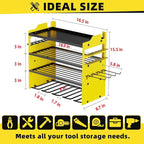 Power Tool Organizer Wall Mount with 4-Drill Holders-400Lbs Load Heavy Duty Metal 4-Layers Garage Storage and Organization Adjustable Battery Tools Rack Utility Racks Gifts for Men