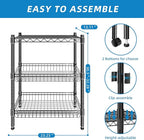 3 Tier Rolling Cart Service Cart Wire Basket Shelf Storage Trolley Shelf 2 Bottoms for Choose(Castor or Leveling Feet) for Office,Kitchen,Black(23.23" L x 13.11" W x 32.28" H)