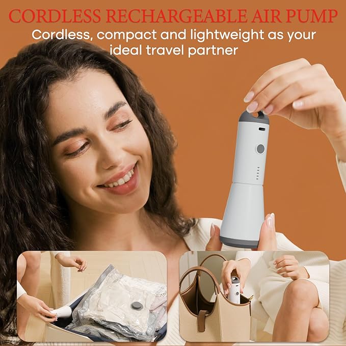 Vacbird Vacuum Storage Bags for Clothing Travel, 10 Pack Vacuum Bags with Rechargeable Cordless Air Pump(2 Large+4 Medium+4 Small), Compression Packing for Clothes Blanket Suitcase Luggage