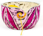 Exquisite Premium Yarn Ball Storage Bowls | Hand Painted Lovely Decor Yet Functional Yarn Dispenser (Medium (7 x 3 x 7 Inches), Plum Blue)