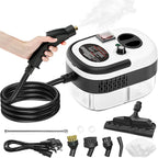 Handheld Steam Cleaner, Steamer for Cleaning, 2500W Pressurized Steam Cleaner with 1.2L Water Tank and 6 Attachments, Portable Steamer Cleaner for Home Car Kitchen Bathroom Furniture Tile Grout, White