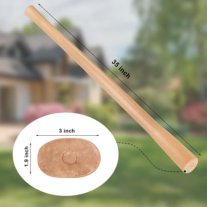 Docik 2 Pcs Pick Axe Handle Replacement, Pick Mattock Handle, Beech Wood, 35 Inch