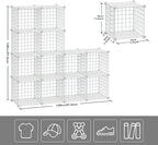 HUBSON Wire Cube Storage Organizer, Book/Toy/Craft/Potted Plants and petCloset Organizers and Storage Shelves, 12-Cube Freely Combinable Metal Grids Storage Shelf,White Plus Iron