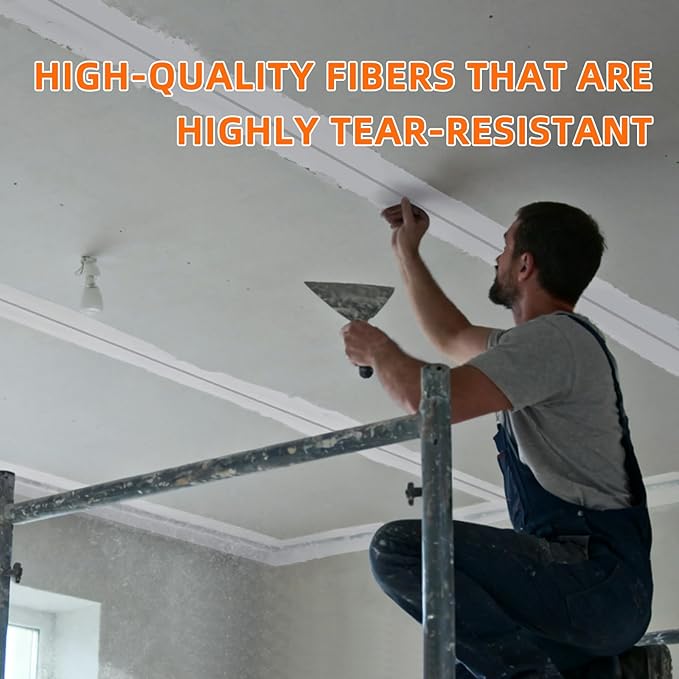 QILIMA Self-Adhesive Fiberglass Drywall Joint Tape Mesh for Wall Patch, 6 Inch by 75 Feet White