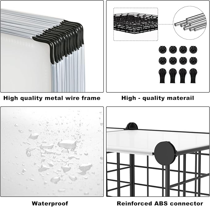 AWTATOS 12 Cube Storage Wire Closet Organizers DIY Stackable Storage Shelves Bookcase Cabinet for Home Office, Black