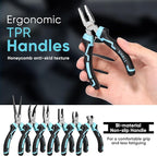 SHALL Mini Pliers Set, 6-Piece Small Pliers Tool Set Includes Needle Nose, Long Nose, Bent Nose, Diagonal, End Cutting and Linesman for Making Crafts, Electronic Repairing & Jewelry with Pouch