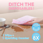 Fantasticlean XL Tear-Away Microfiber Cleaning Cloth Roll, 16'' by 16''- 36 Sheets, Thick & Large Detailing Towels, Ultra Absorbent, Lint-Free Reusable Wipes for Home, Car or Outdoor (Glossy Pink)