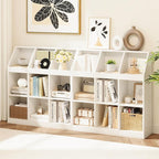 9-Cube Wooden Storage Bookcase - 11-Inch Open Shelf Cabinet, Simple Modern Bookshelf Organizer for Home Office, Living Room, White