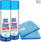Glass Cleaner Foam, Foaming Action & Spray, 19oz - 2 Pack - Clean Fresh Scent - Bundled With 2 Microfiber Rags