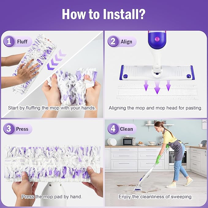 40 Pack Disposable Refill Pads for Power Mop Multi-Surface and PowerMop Wood Mop, Repalcement Spray Mopping Pads for All Safe Floors