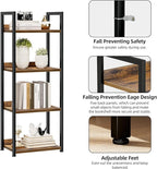 NUMENN Narrow Bookshelf, 4 Tier Bookshelves, Home Office Bookcase Shelf Storage Organizer, Free Standing Storage Shelving Unit for Bedroom, Living Room and Home Office, Vintage