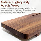 Acacia Wood Bathtub Tray Caddy for Freestanding Tub, 35 Inch Adjustable Bath Tray for Tub, Luxury Spa Bathroom Tray Organizer Table, Bath Tub Accessories for Women, Housewarming, Birthday Gifts