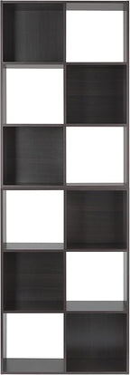 Whitmor 6 Cube Storage Organizer, 3 Tier Stackable Mdf Wood Bookcase, Open Storage Display Bookshelf, Storage Cabinet for Living Room, Bedroom, Home, Office, 23.7"L x 11.7"W x 35.2"H, Black