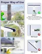 Red Horn Window Squeegee with Long Handle, Mirror Window Cleaning Squeegee Kit with Washable Pad and Blade Cleaner for Glass,Wall, Window, Mirror.White Color