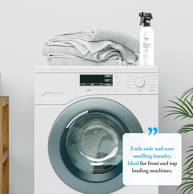 Bayes Washing Machine Cleaner & Deodorizer - Cleans and Eliminates Odors for Fresh Smelling Laundry - 24 Ounce