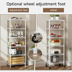 Golpart Small 6 Tier Shelf Storage Wire Shelving Unit Metal Shelves Adjustable Organizers Storage Shelving with Wheels for Bathroom Laundry Room Kitchen Pantry12”D x 18”W x 61.6”H White