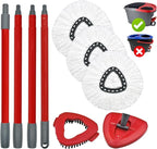 Mop Handle Mop Replace Heads and Mop Base Brush Replacement for O Cedar EasyWring 1-Tank System Include 3 Spin Mop Replacement Head, 4-Section Mop Handles, 1 Base and 1 Scrub Brush Combo