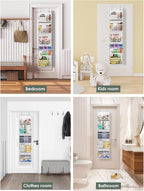 5-Tier Over The Door Organizer, Clear Hanging Storage Organizer, Large Capacity Behind Door Organizer for Bedroom, Baby Nursery, Bathroom, Closet, Pantry and Sundries